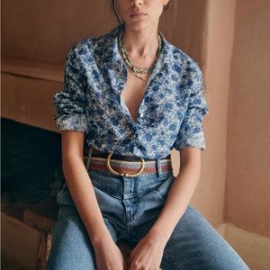 NWT Sezane Pierro Peonies Bleu. US 2/ FR 34. BEAUTIFUL color, petite floral